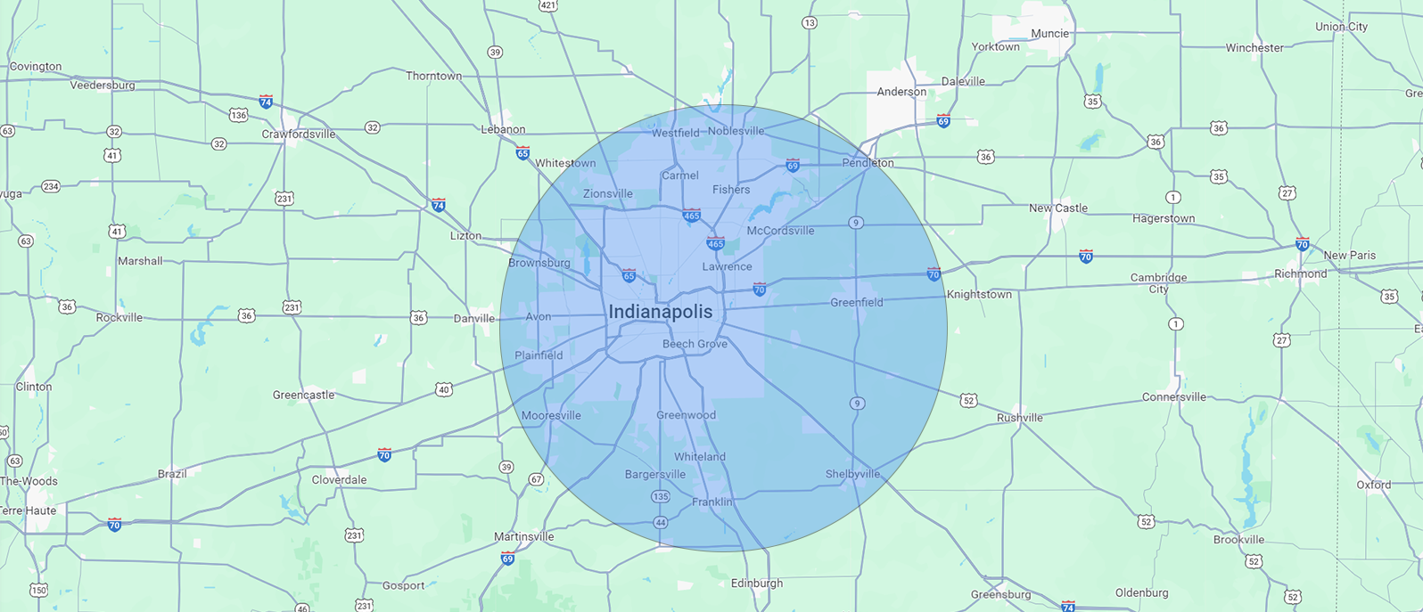 Indianapolis HVAC service map